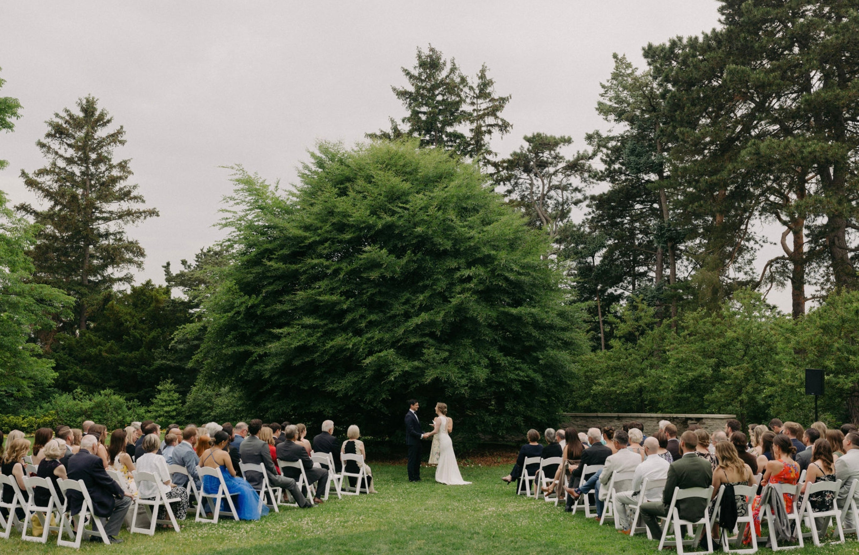 Couple at outdoor wedding ceremony